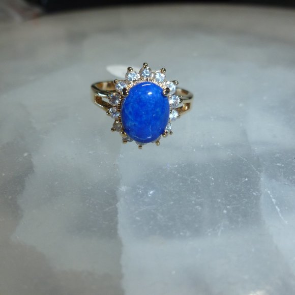 18k Yellow gold EP Lapis Lazuli Swarovski Crystals Designer Dolphin Ore - Picture 8 of 14